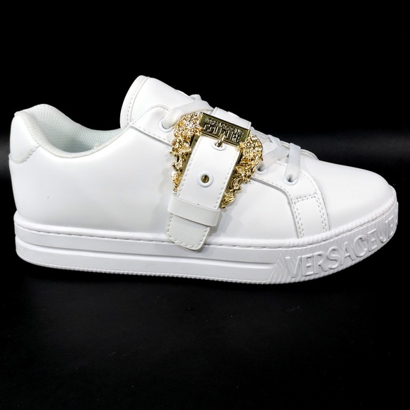 VERSACE JEANS COUTURE WOMEN'S WHITE LEATHER FASHION SNEAKERS - Picture 4 of 7